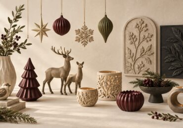 Resin home decor, hanging ornaments, wall decor and candle holders in a coordinated seasonal collection