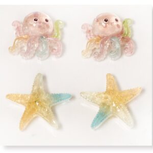 Octopus and Starfish Flatback Resin Embellishment, 24 x 22mm
