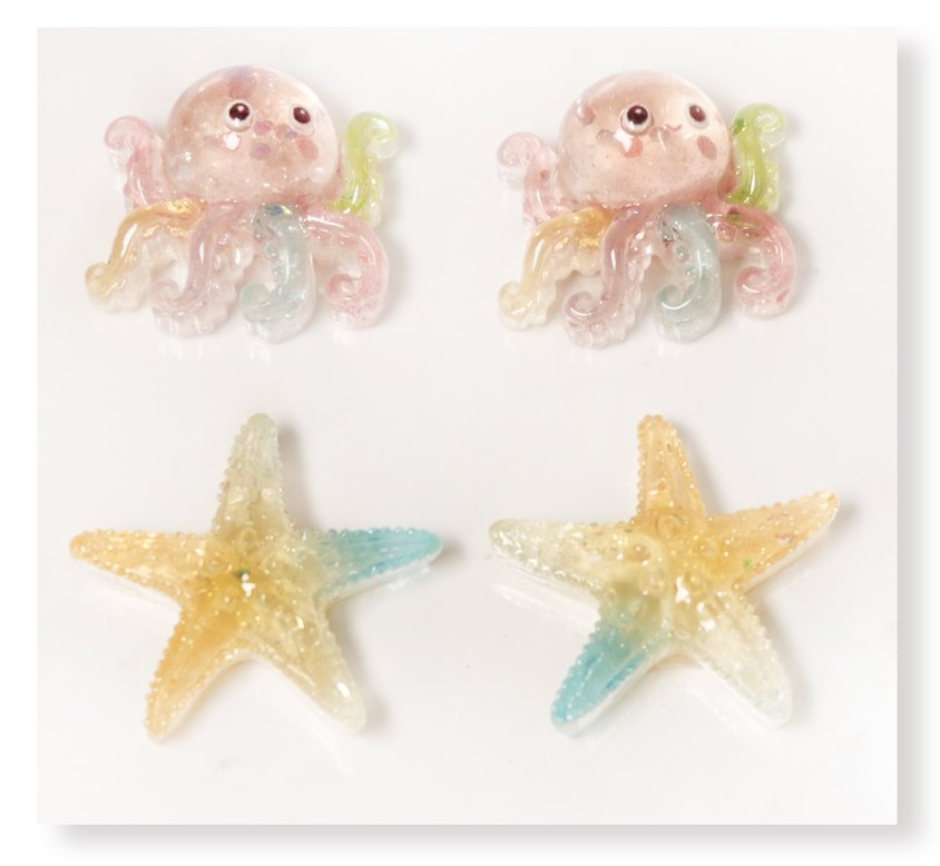 Octopus and Starfish Flatback Resin Embellishment, 24 x 22mm