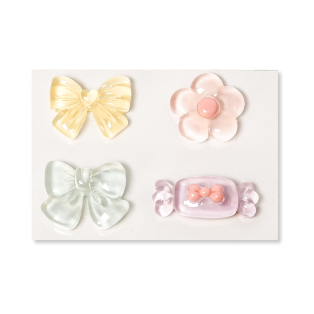 Pastel Bow and Flower Flatback Resin Embellishment, 23 x 18mm