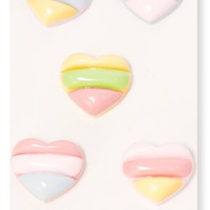 Pastel Rainbow and Heart Flatback Resin Embellishment, 25 x 22mm
