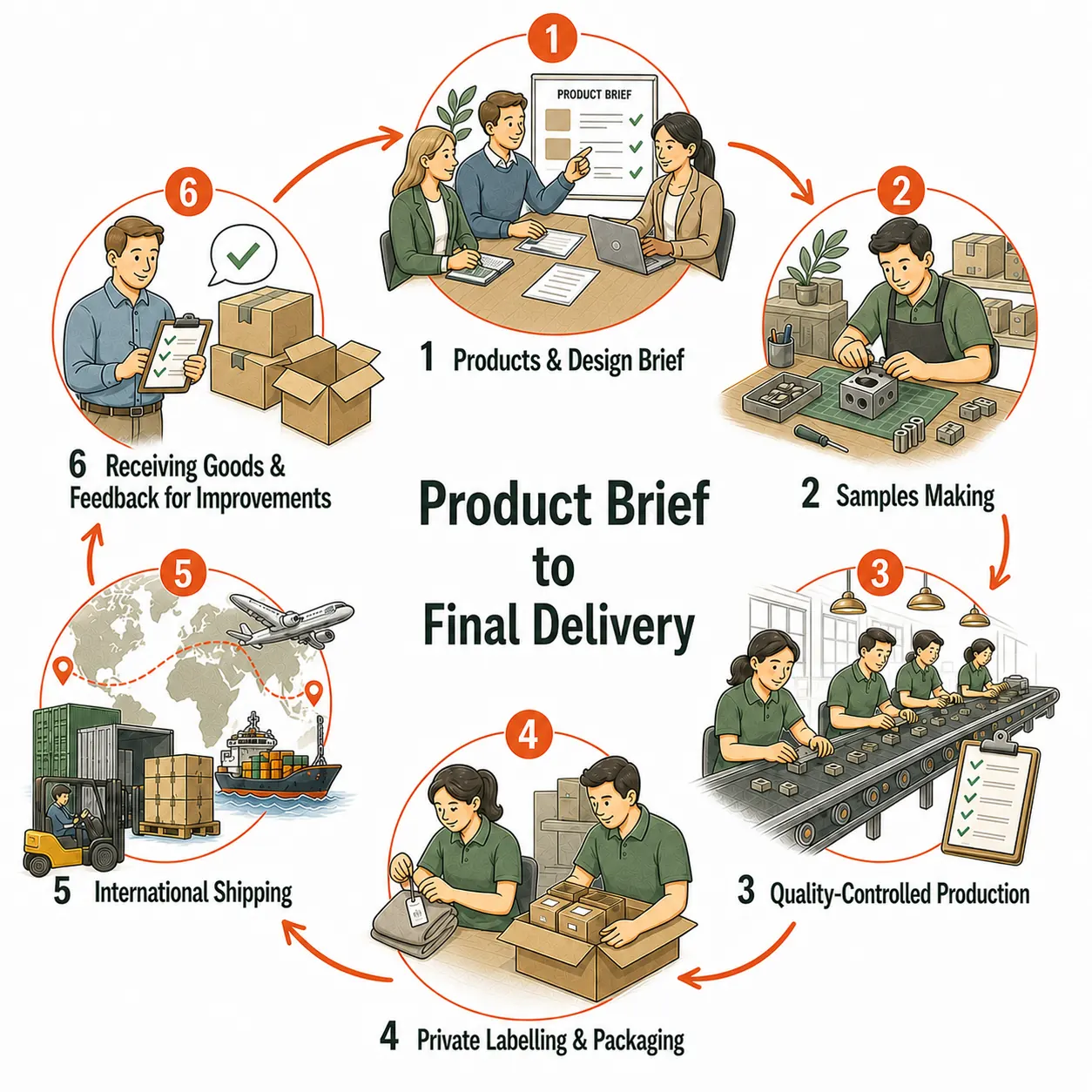 Novelty product development workflow from product brief to final delivery