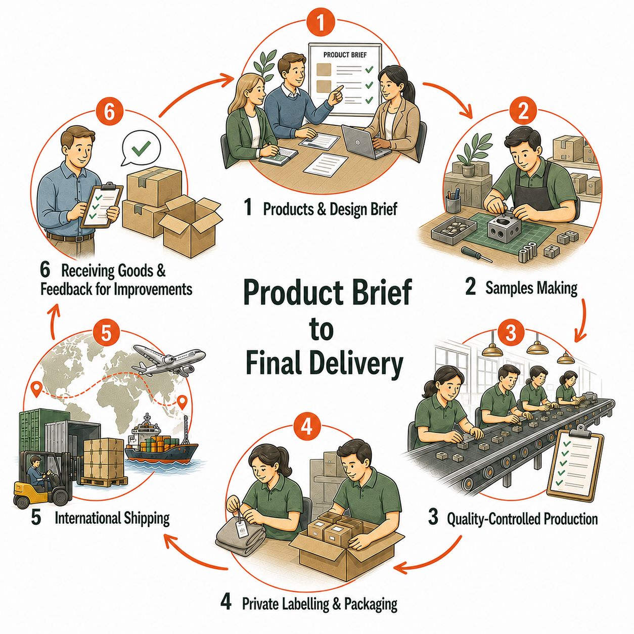 Novelty product development workflow from product brief to final delivery