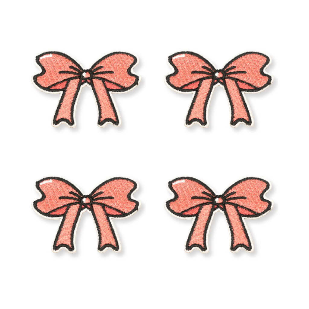 Red and Pink Bow Embroidered Patch, 5 x 3.7cm