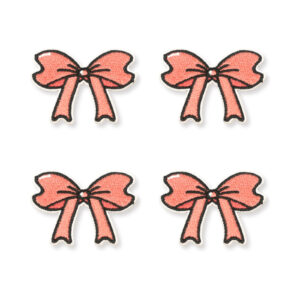 Red and Pink Bow Embroidered Patch, 5 x 3.7cm