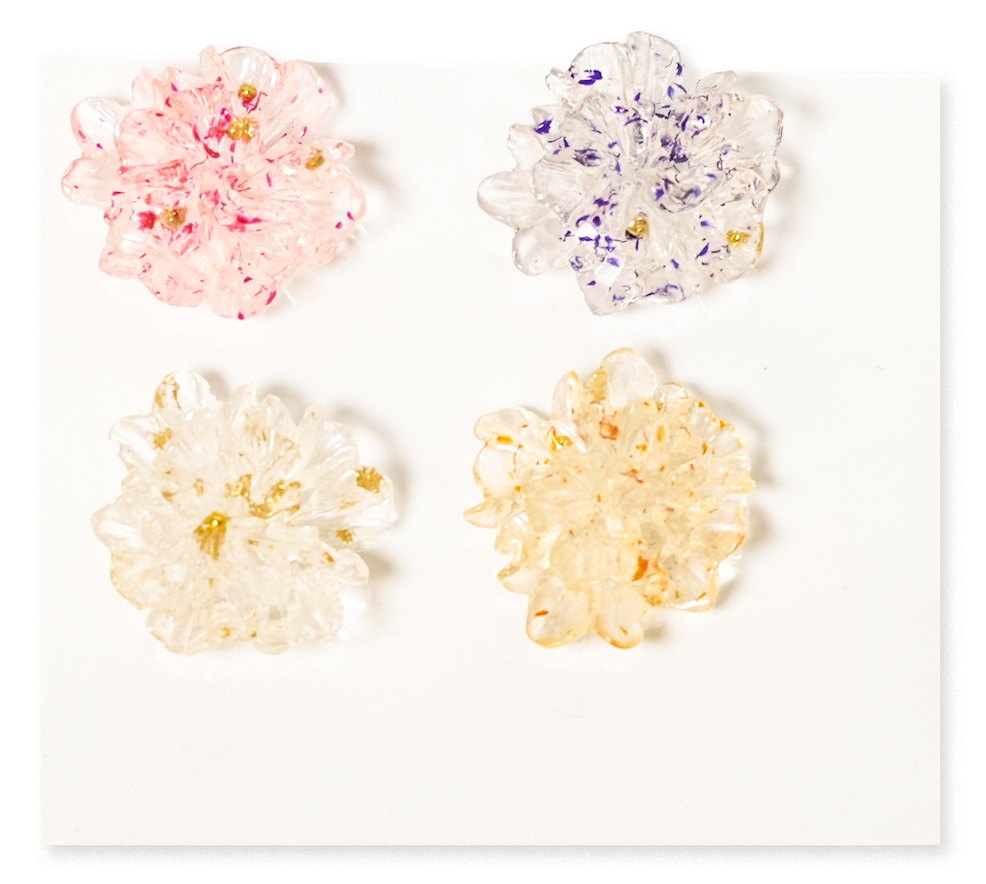 Rhinestone Flower Flatback Resin Embellishment, 22mm