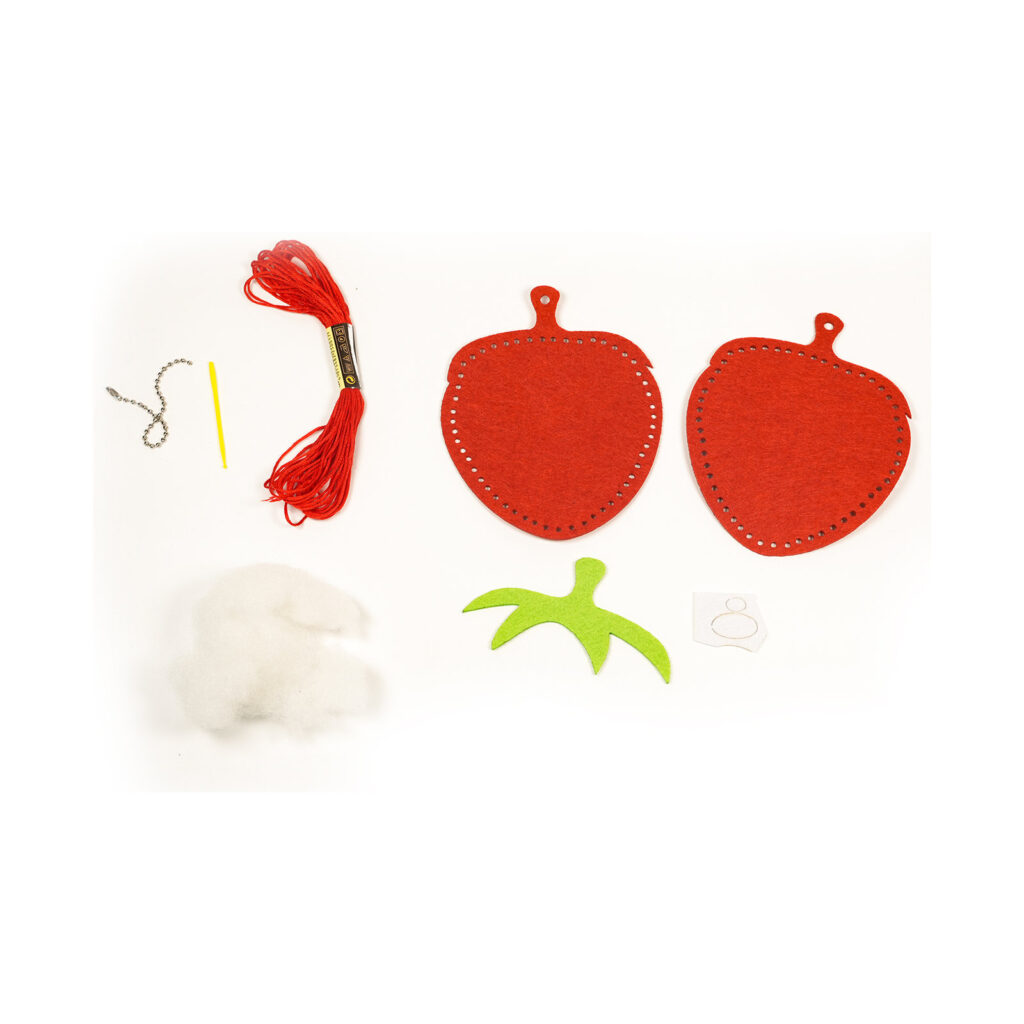 Strawberry Felt Keychain Sewing Kit, 13-15 cm