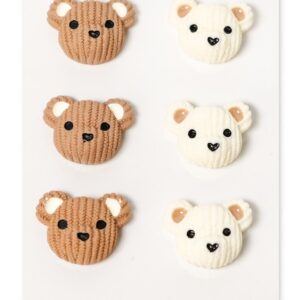 Teddy Bear Face Flatback Resin Embellishment, 25mm