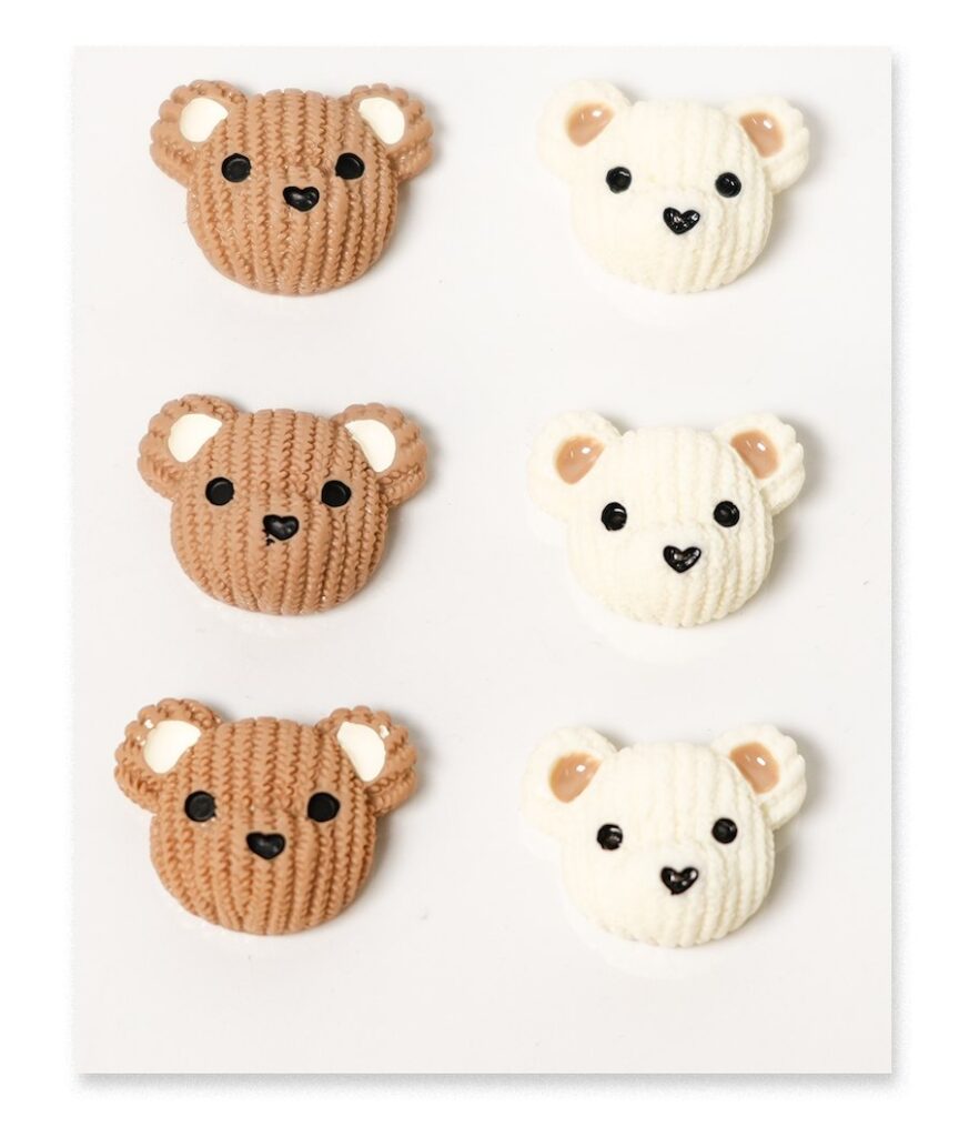 Teddy Bear Face Flatback Resin Embellishment, 25mm