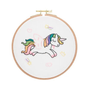 Unicorn Embroidery Kit with 12 cm Frame